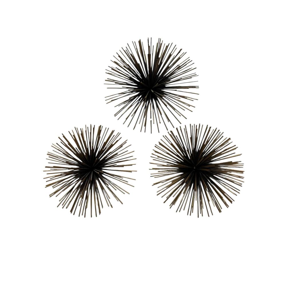 Starburst Wall Hangings Metal Black and Gold, Sea Urchin Sculpture